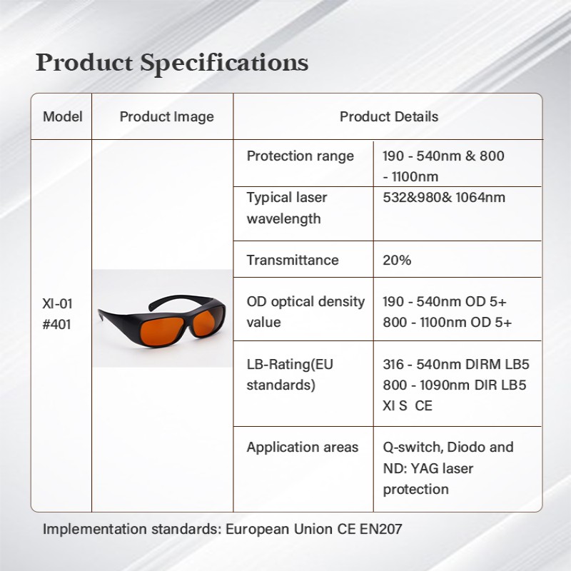 fractional co2 lase nd yag laser safety glasses specifications