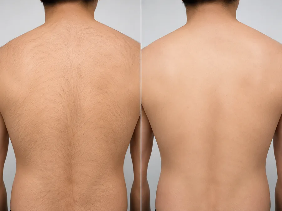 Back laser hair removal before and after result