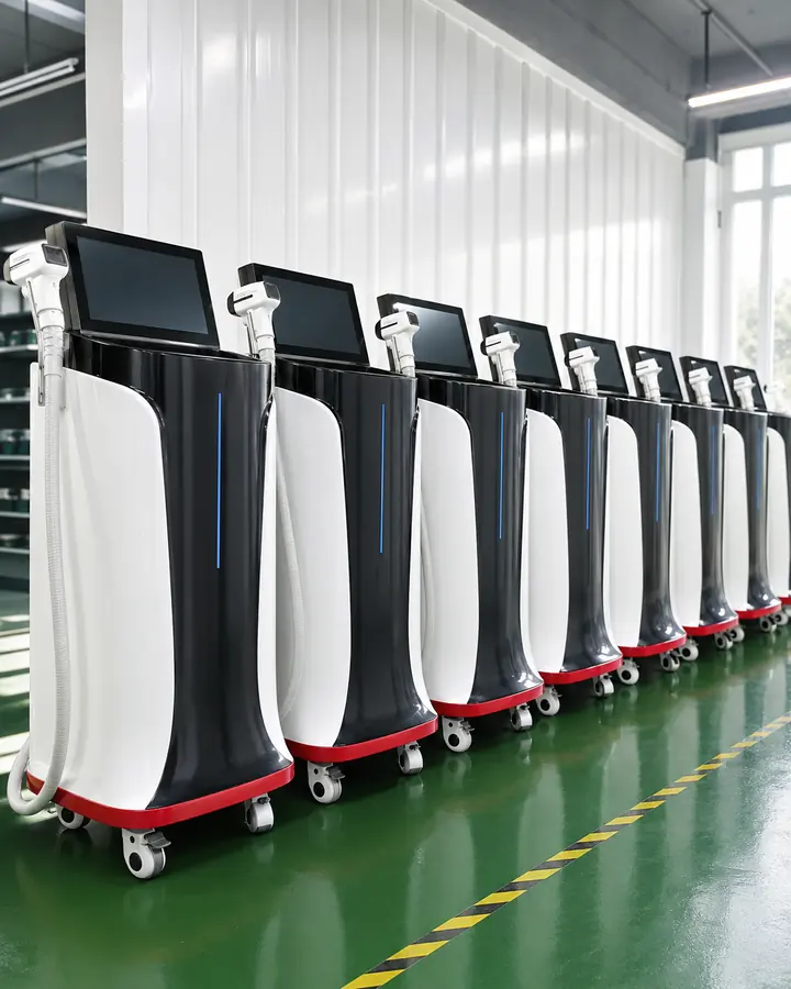 Laser hair removal machines in factory production