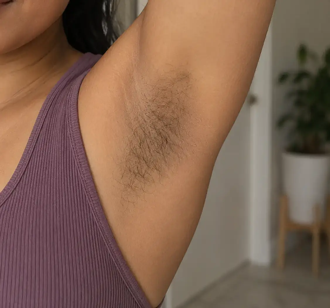 underarm-hair-before-laser-hair-removal-purple-top