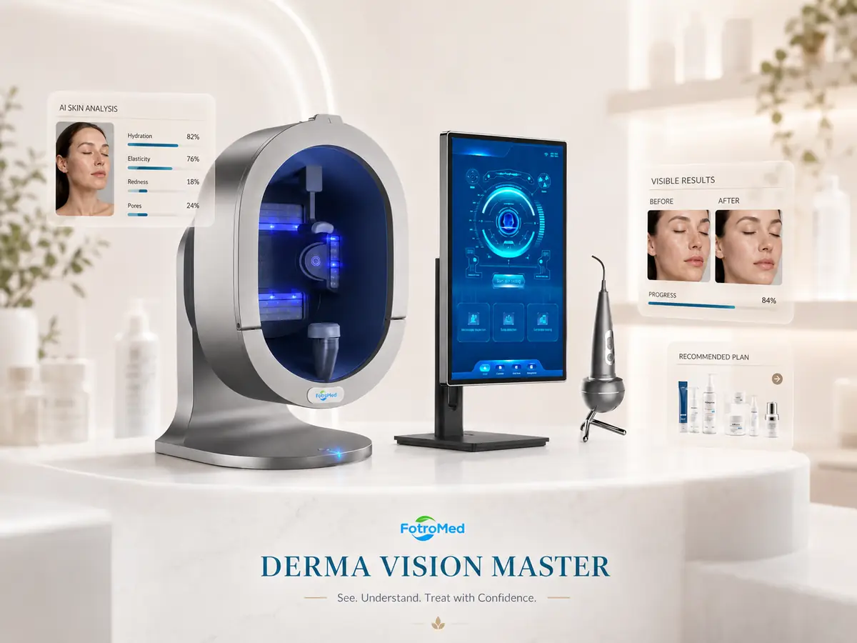 Derma Vision Master device with on-screen skin analysis report