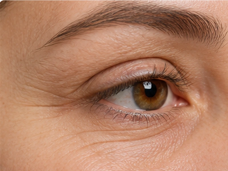 Periorbital RF microneedling treatment targeting under-eye area with fine needle cartridge
