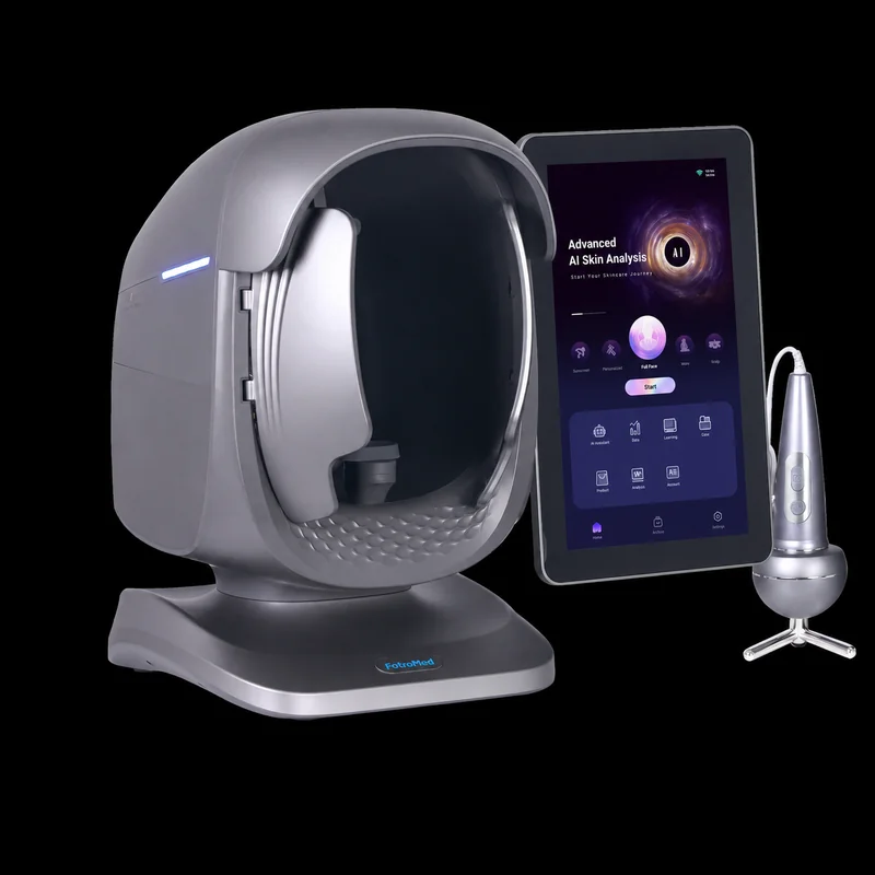 derma-vision-ai-skin-analysis-machine-front-left-view-with-tablet-probe