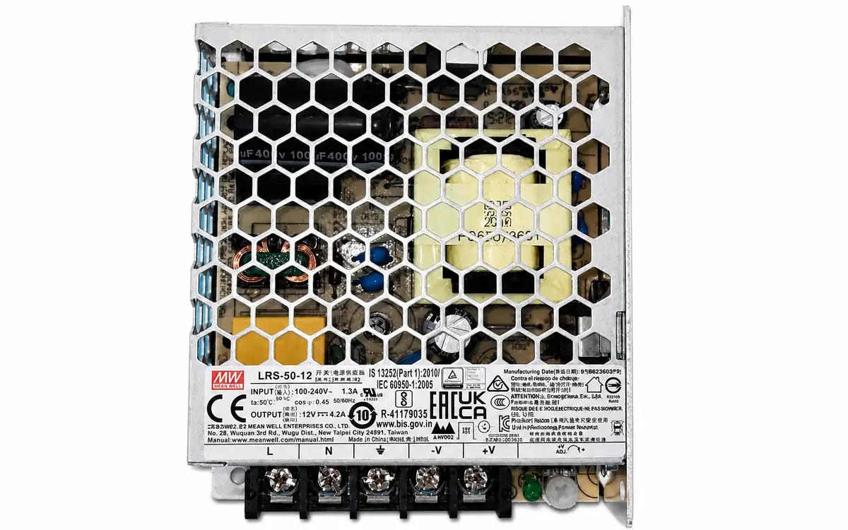 Mean Well LRS-50-12 switching power supply inside Fotromed Oxygen Revive machine