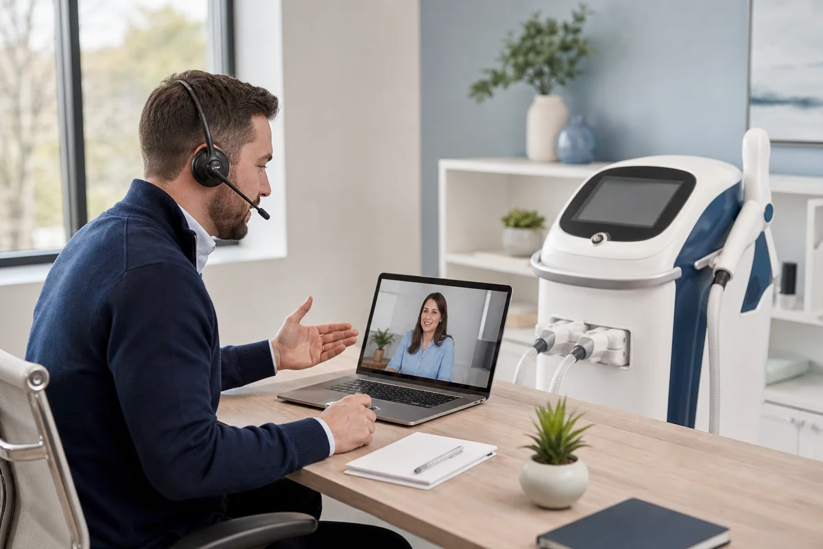 Fotromed product support specialist providing remote equipment guidance