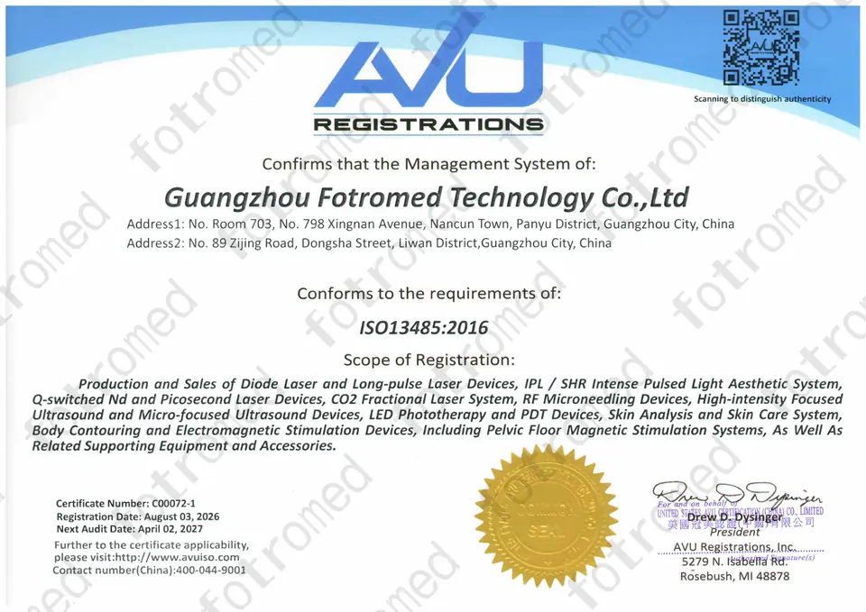 ايزو 13485:2016 quality management system certificate for Guangzhou Fotromed Technology Co., المحدودة.