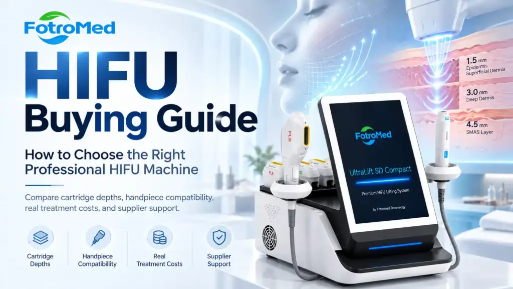 Fotromed HIFU buying guide featuring UltraLift SD Compact and facial cartridge depths