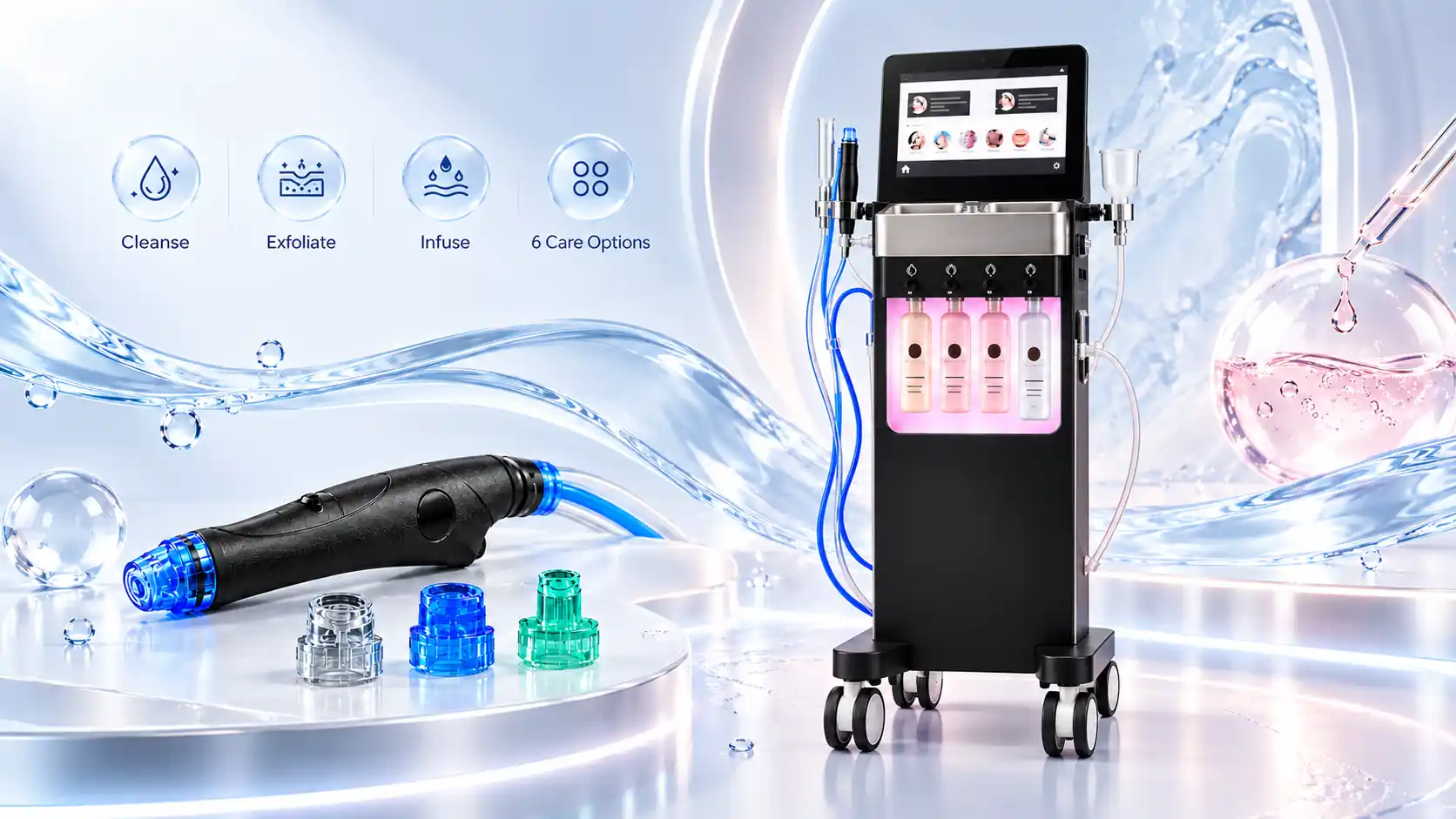 Fotromed Hydra-200 hydro facial machine with handpiece and treatment tips