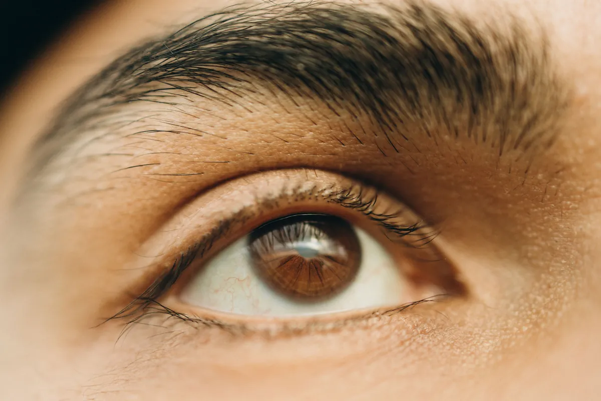 Close-up of skin and fine lines beneath the eye